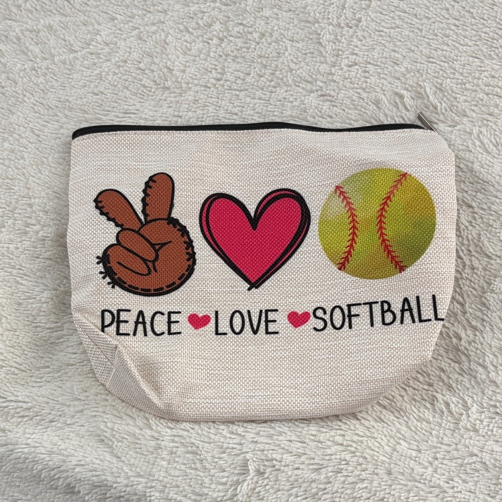 Peace Love Softball Kids Accessory Bag